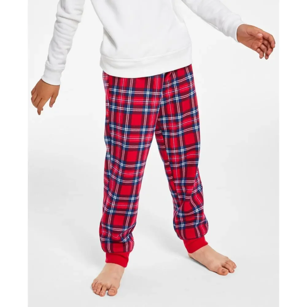 Charter Club Kids Jogger Pants Cardinal Holiday Plaid NWT Boy Girl Size 4-5